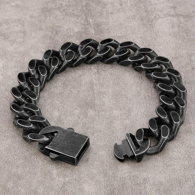 Vintage Cuban Chain Titanium Steel Necklace Bracelet