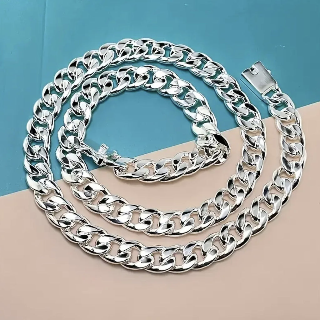 Wide Square Link Cuban Chain Necklace