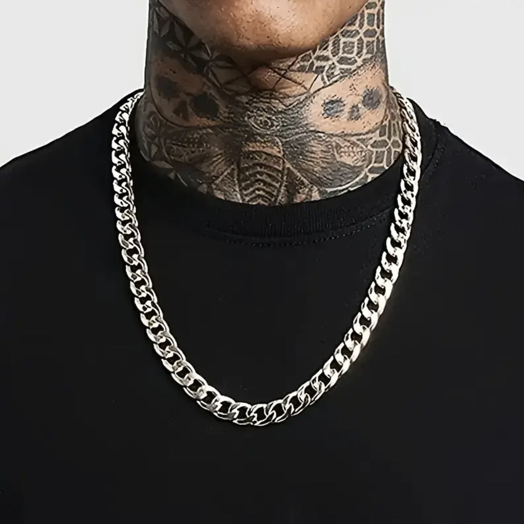 Wide Square Link Cuban Chain Necklace