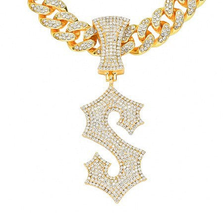 Hip Hop Letter Pendant Necklace with Cuban Chain