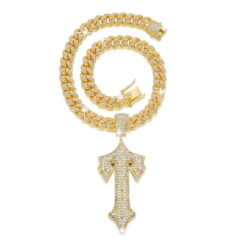 Hip Hop Letter Pendant Necklace with Cuban Chain