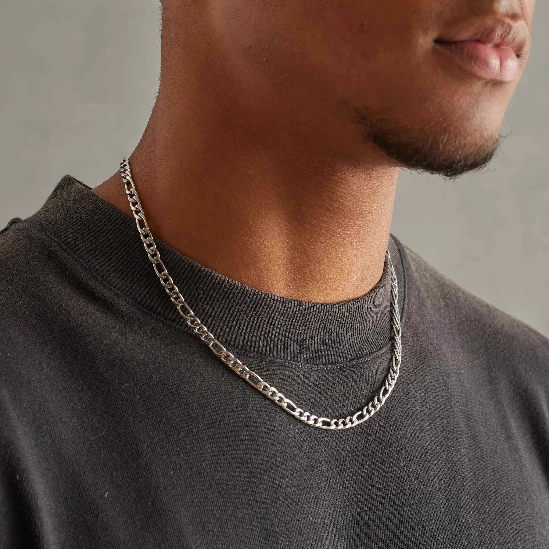 Titanium Steel Cuban Chain Necklace Unisex Plain Hip-Hop Style
