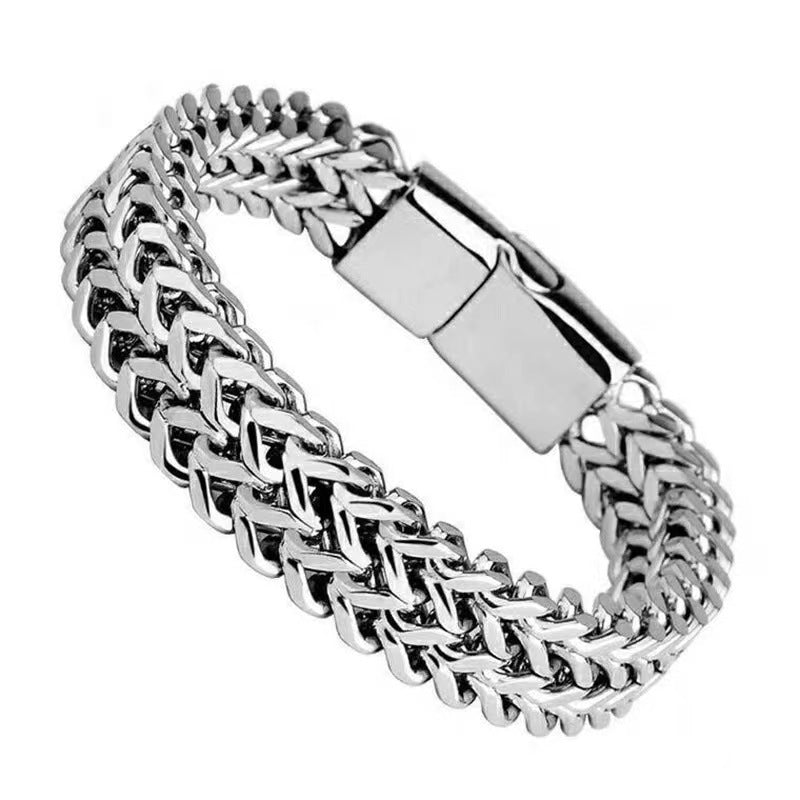 Reversible Stainless Steel Cuban Chain Bracelet