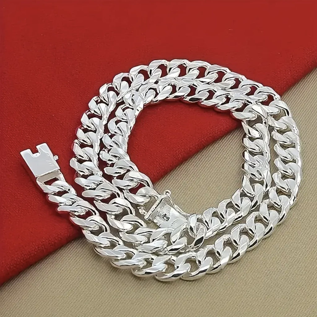 Wide Square Link Cuban Chain Necklace