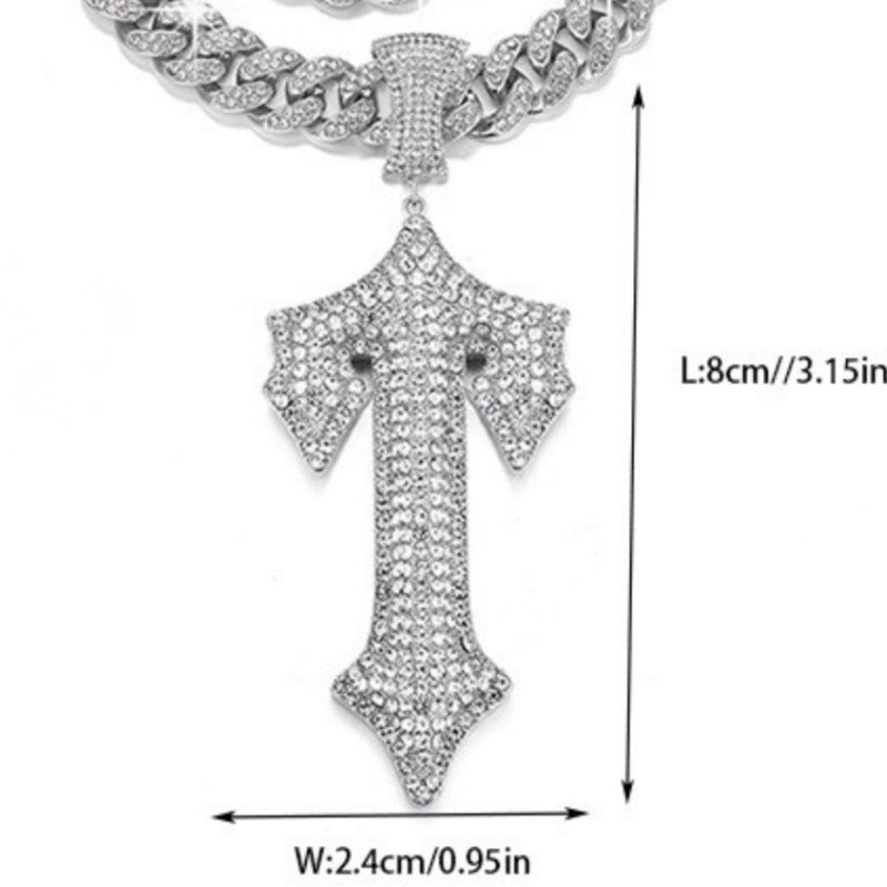 Hip Hop Letter Pendant Necklace with Cuban Chain