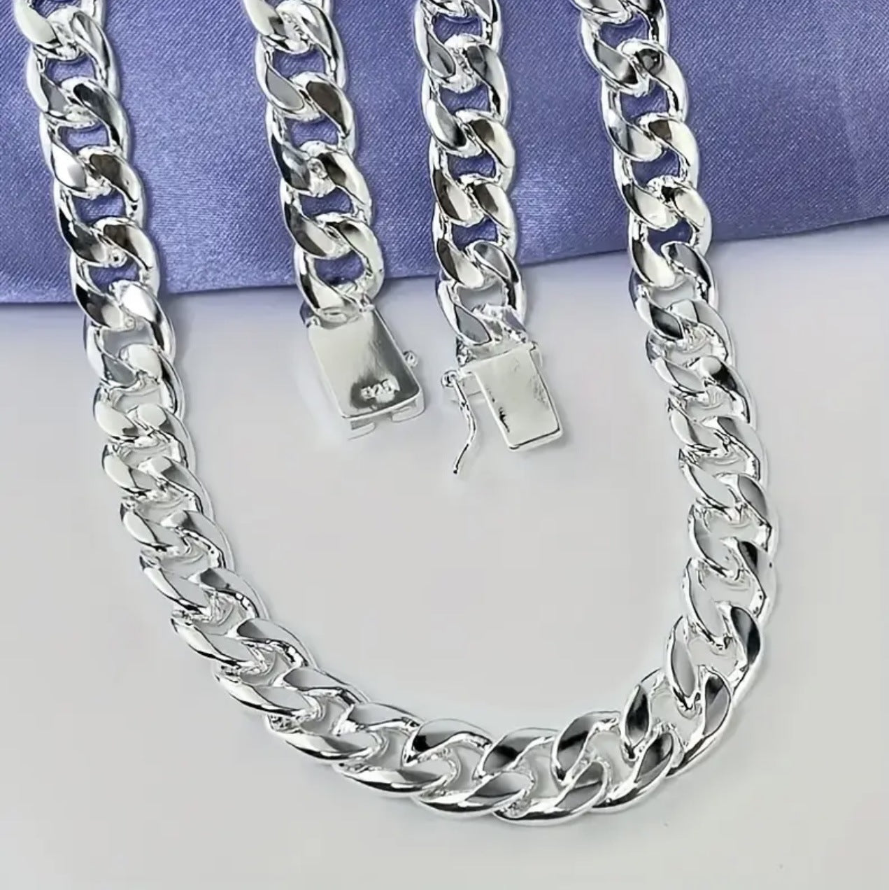 Wide Square Link Cuban Chain Necklace