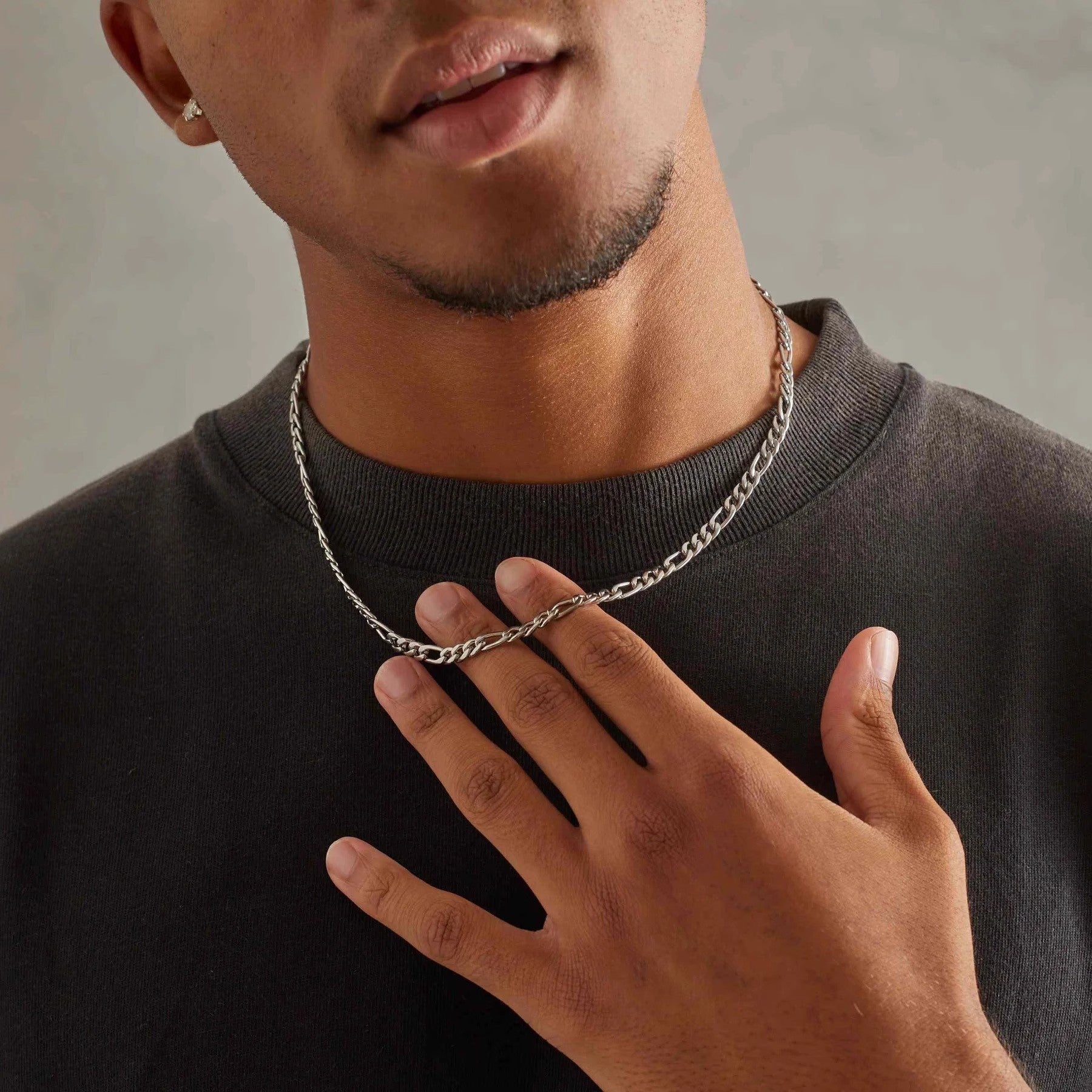 Titanium Steel Cuban Chain Necklace Unisex Plain Hip-Hop Style