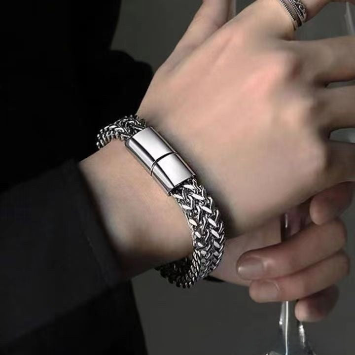 Reversible Stainless Steel Cuban Chain Bracelet