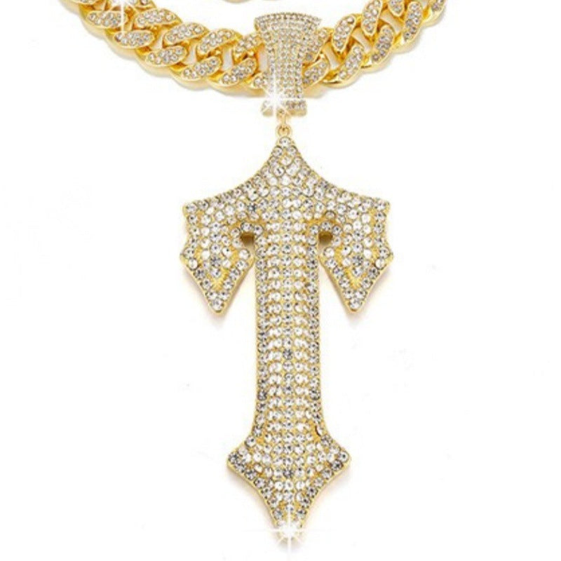 Hip Hop Letter Pendant Necklace with Cuban Chain